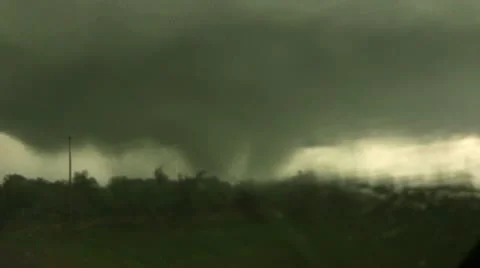 Rare Multiple Vortex Tornadoes (funnel) in dangerous supercell Stock Footage 11905037