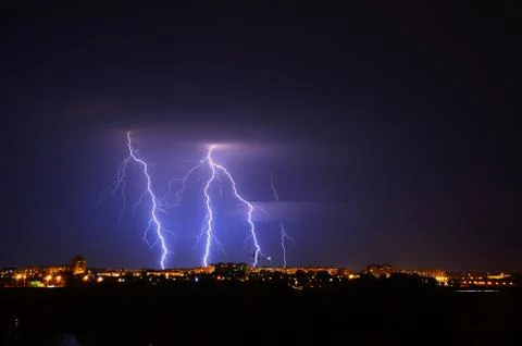 Rare Night Lightning Stock Photos
