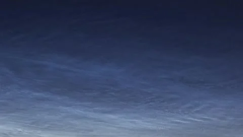 Rare noctilucent clouds illuminating the night sky Stock Footage 341287900
