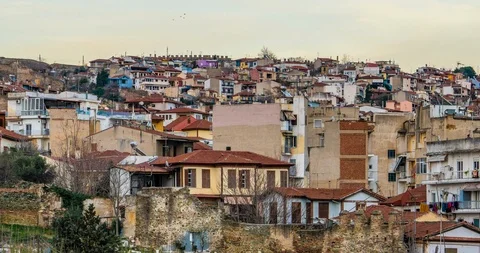 Rare Panoramic View of the Old City of Thessaloniki - Timelapse - Zoom out 스톡 동영상 104517948