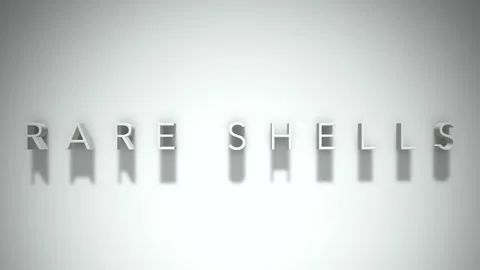 Rare Shells 3D title animation with shadows on a white background Stock Footage 296609016