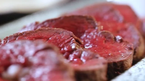 Rare Steaks Stock Footage 90375827
