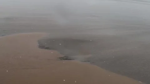 Rare Time-lapse of Snow Falling Over Qiantang River Tidal Bore Stock Footage 329005886