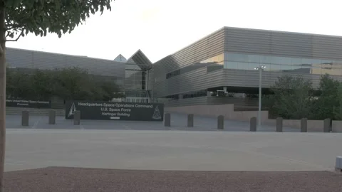 *Rare* U.S. Space Force Operations Command HQS at dusk Stock Footage 197537064