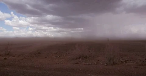 A rare view of a rain storm in the Namib Desert Video stock 78189903