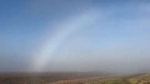Rare White Rainbow on a Cool Fall Morning Stock Footage 252948179