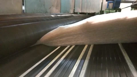 Ras6The stretching device does its job. Textile production. Stock Footage 122212402