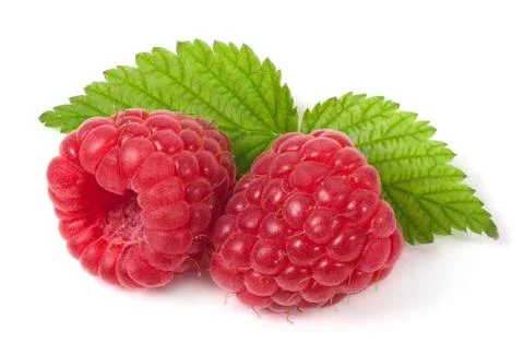 Rasberry with leaf on white background Foto stock