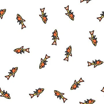 Rasbora fish vector seamless pattern Illustrazione stock