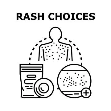 Rash choices causing skin irritation and allergy problem Stock Illustration