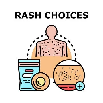 Rash choices causing skin irritation and allergy problem Stock Illustration