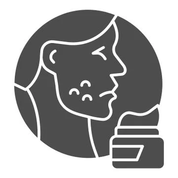 Rash on face and cream solid icon, Allergy concept, Skin problems acne sign on Stock Illustration