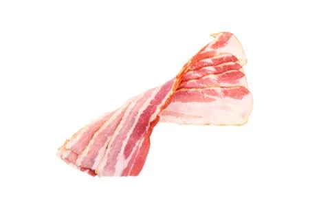 Rashers of bacon isolated on white background. Stock Photos