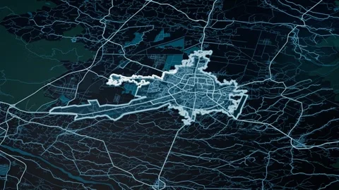 Rasht Iran Glowing Digital Map Animation 4K Vidéo 339786596