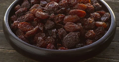 Rasins in a bowl. Stock Footage 307997973