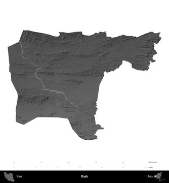 Rask, Iran, isolated on white. Grayscale Stock Illustration