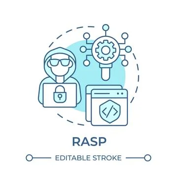 RASP soft blue concept icon 库存插图
