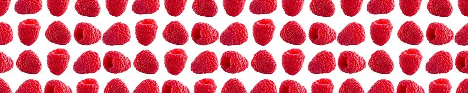 Raspberries abstract background. Fruit pattern of colorful wild berries isolated Stock Photos