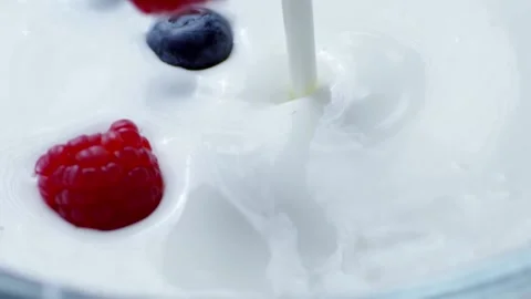 Raspberries blueberries Stock Footage 149194783