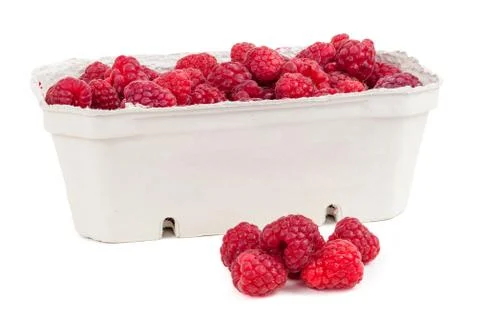 Raspberries in the box Foto stock