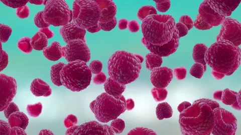 Raspberries Falling on Beach Background. Stock Footage 170918966