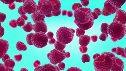 Raspberries Falling on Ice Blue Background. Stock Footage 170919530