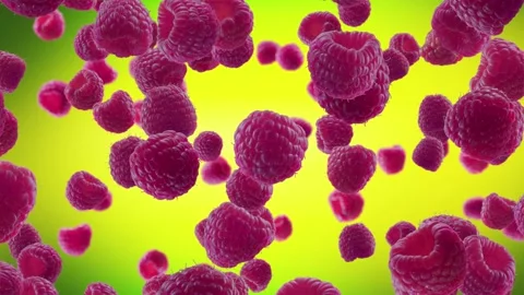 Raspberries Falling on Lime Green Background. Stock Footage 170919772