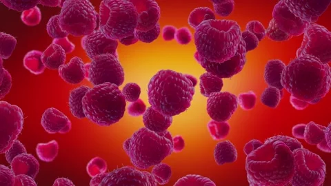 Raspberries Falling on Red Background. Stock Footage 170919690