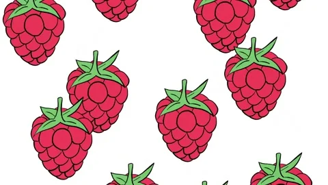 Raspberries Fruit Background Hand Drawn Animation Loop Cartoon Stock Footage 190086213
