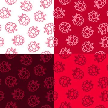 Raspberries low poly seamless pattern. 4 Color Variations Stock Illustration