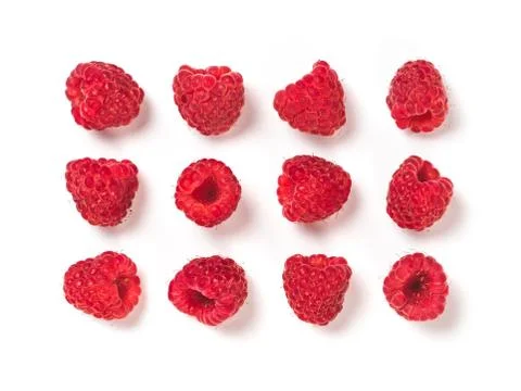 Raspberries pattern isolated, creative layout Stock Photos
