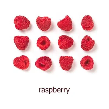 Raspberries pattern isolated, creative layout Stock Photos