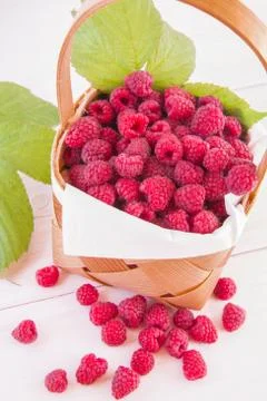 Raspberries in a punnet Stock Photos