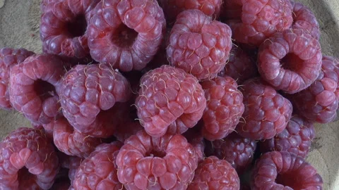 Raspberries rotates close-up Stock Footage 140753437