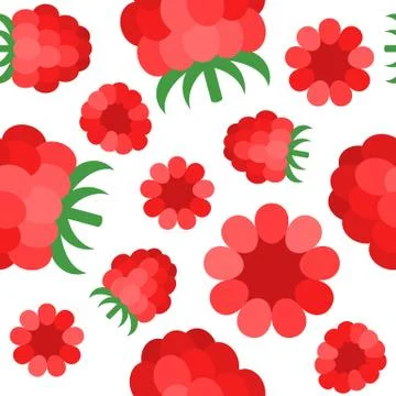 Raspberries seamless pattern, flat design for wrapping paper gift or printing 스톡 일러스트