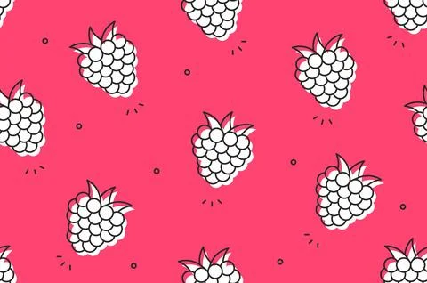 Raspberries seamless pattern 스톡 일러스트