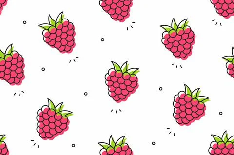 Raspberries seamless pattern Stockillustratie