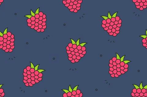 Raspberries seamless pattern 스톡 일러스트