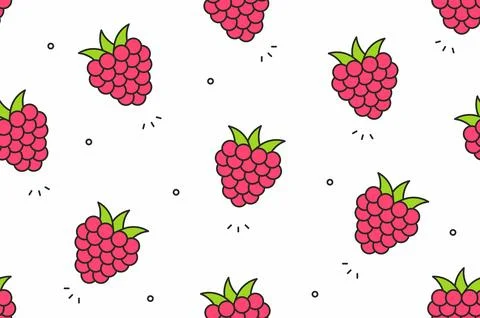 Raspberries seamless pattern Illustrazione stock