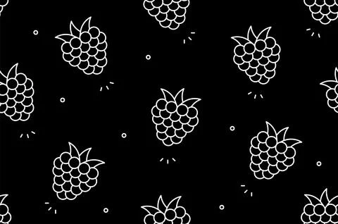 Raspberries seamless pattern Illustrazione stock