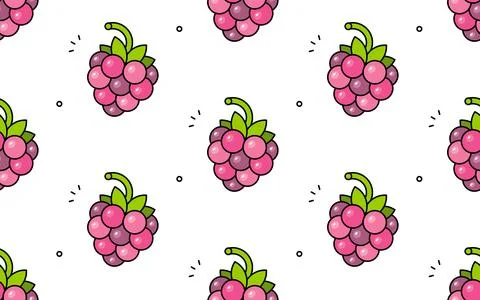 Raspberries seamless pattern Illustrazione stock