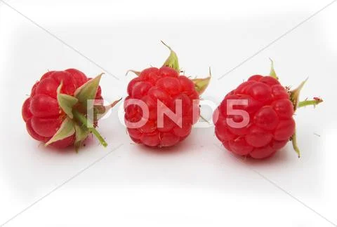 Raspberries on white background Stock Photos