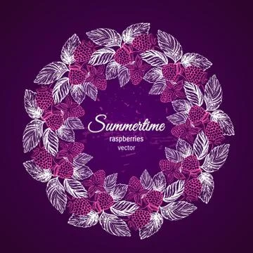 Raspberries wreath Stock-Illustration
