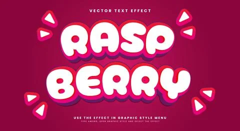 Raspberry 3d editable text effect template Illustrazione stock