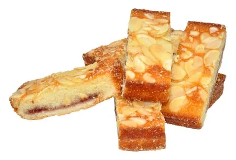 Raspberry Almond Cake Slices Stock Photos