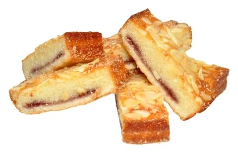 Raspberry Almond Cake Slices Stock Photos