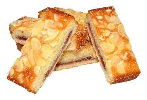 Raspberry Almond Cake Slices Stock Photos