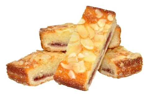 Raspberry Almond Cake Slices Stock Photos