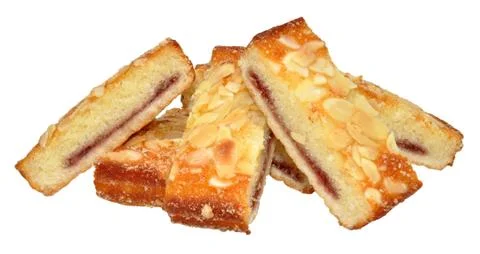 Raspberry Almond Cake Slices Stock Photos