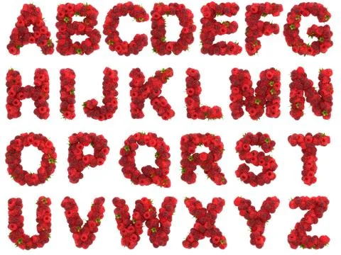 Raspberry alphabet on white background Stock Illustration